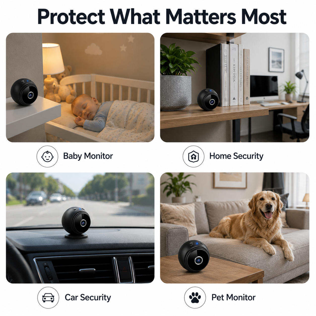 Buy the A9 Mini Wireless Security Camera in UAE. 1080P HD, night vision, motion detection, Wi-Fi, 150° wide angle & magnetic base.