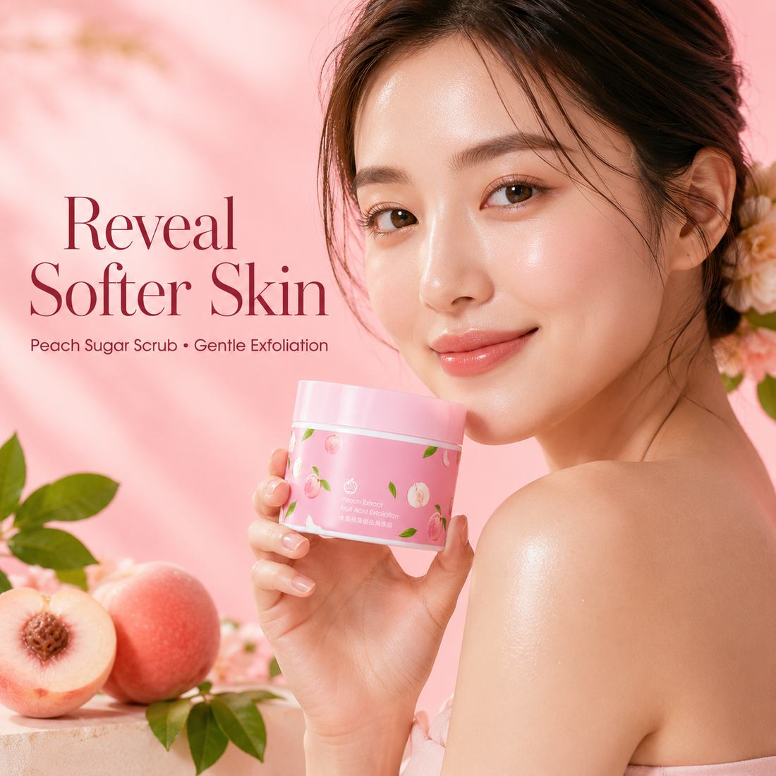Peach Sugar Body Scrub UAE: Natural Exfoliating Firming Scrub with Fruit Extract for Smooth Bright Skin