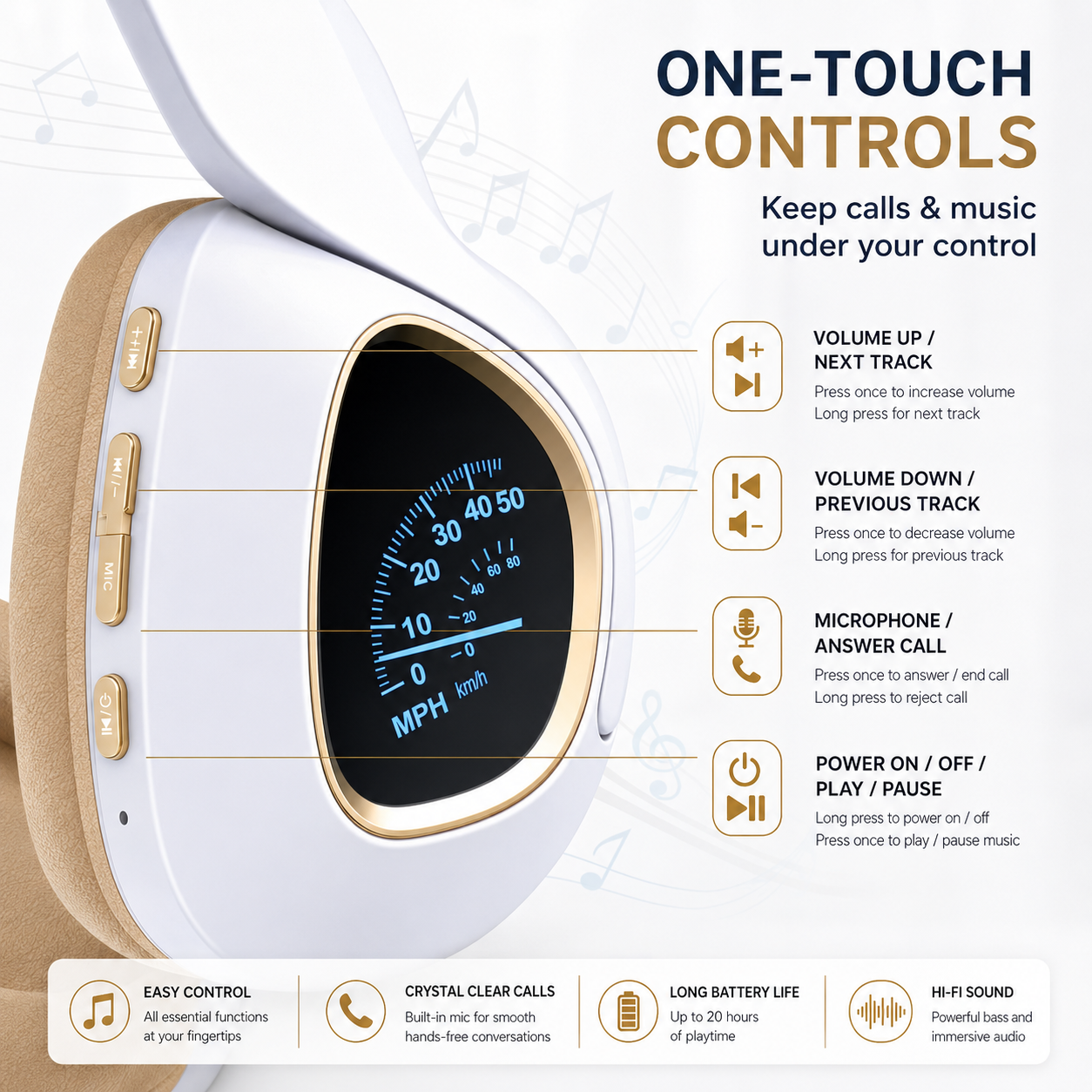 QYS-V7Q LED Flashing Wireless Headphones with Speedometer Display — Bluetooth Over-Ear Headset with Mic | Music, Gaming & Calls | UAE