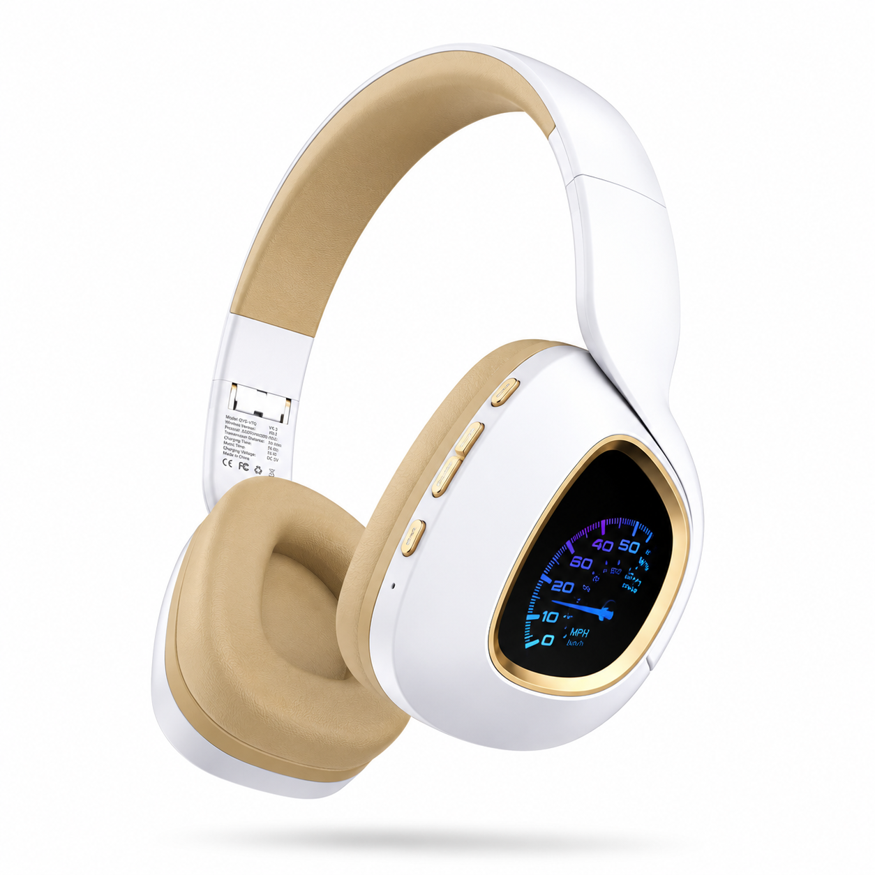 QYS-V7Q LED Flashing Wireless Headphones with Speedometer Display — Bluetooth Over-Ear Headset with Mic | Music, Gaming & Calls | UAE