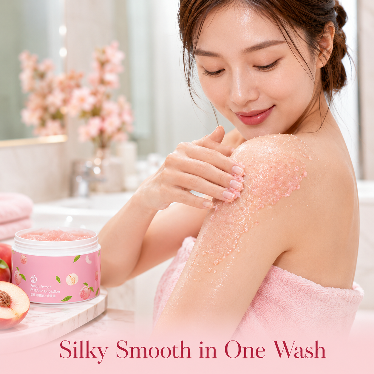 Peach Sugar Body Scrub UAE: Natural Exfoliating Firming Scrub with Fruit Extract for Smooth Bright Skin