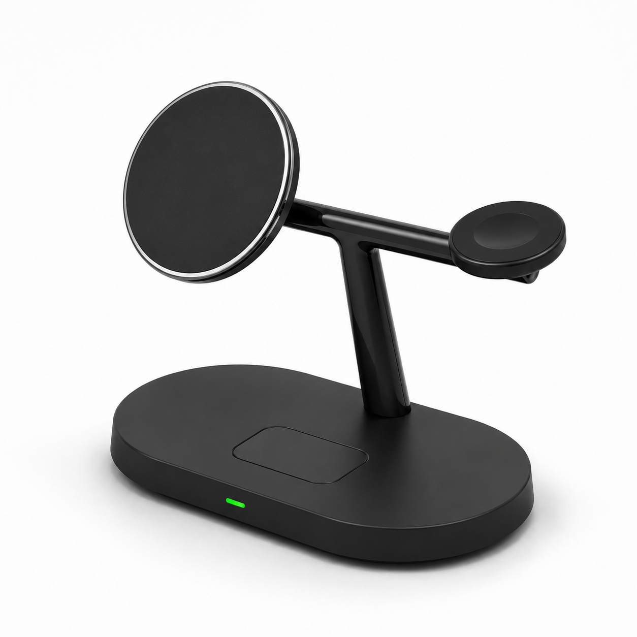 Multifunctional Wireless Charger UAE — 15W Fast Qi Charging Dock for Phone + Smartwatch | LED Indicator | CE FCC Certified | White & Black | Dubai Delivery