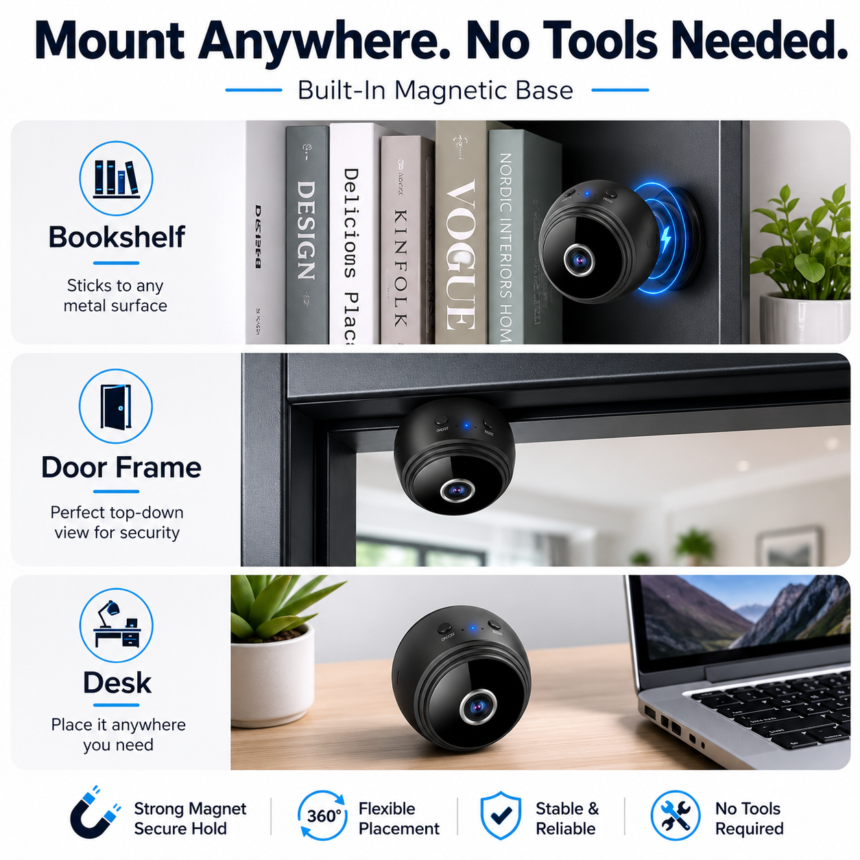 Buy the A9 Mini Wireless Security Camera in UAE. 1080P HD, night vision, motion detection, Wi-Fi, 150° wide angle & magnetic base.