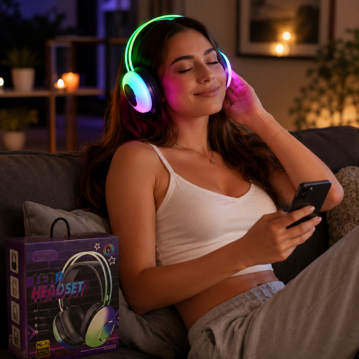 LED Wireless Headset UAE — Hi-Fi Stereo Sound with RGB Lighting, Built-in Mic & Bluetooth | Gaming, Music & Online Classes | UAE Delivery
