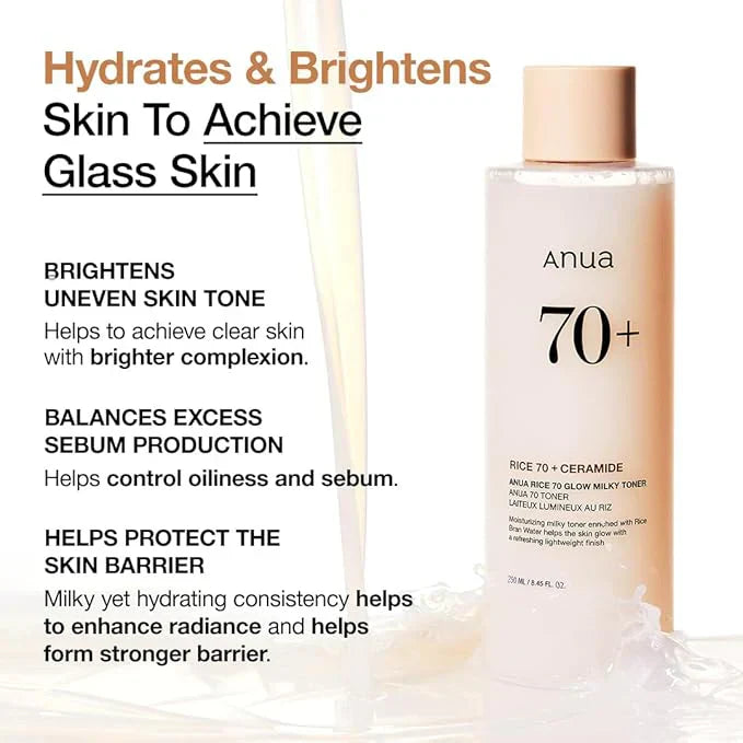 Anua Rice 70 Glow Milky Toner (Original)تونر أنوا Rice 70 Glow Milky (الأصلي)