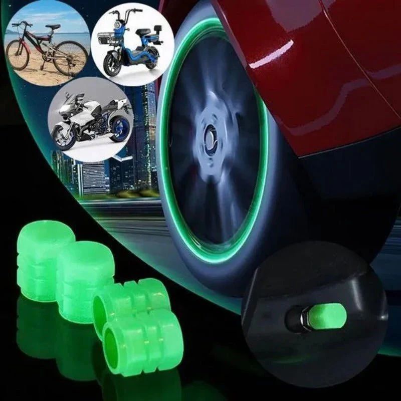Car Luminous Tire Valve Cap (4 pcs set)|أغطية صمامات إطارات السيارة المضيئة (طقم من 4 قطع)