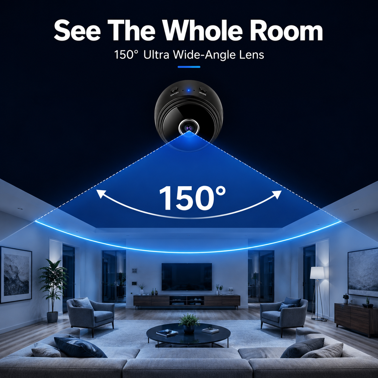 Buy the A9 Mini Wireless Security Camera in UAE. 1080P HD, night vision, motion detection, Wi-Fi, 150° wide angle & magnetic base.