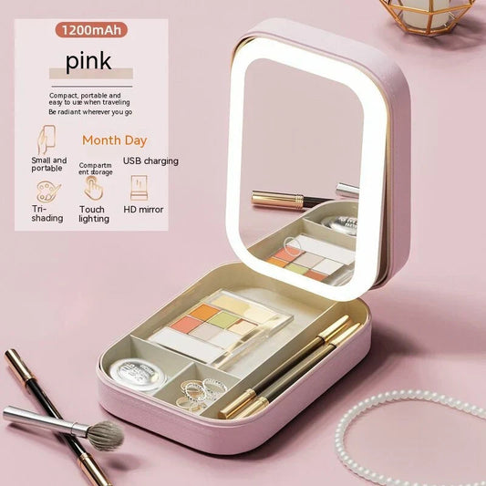 Cosmetics Storage Box Touch Light Storage Organizer|صندوق تخزين مستحضرات التجميل مع إضاءة تعمل باللمس